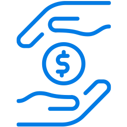 ícone de duas mãos em volta de uma moeda